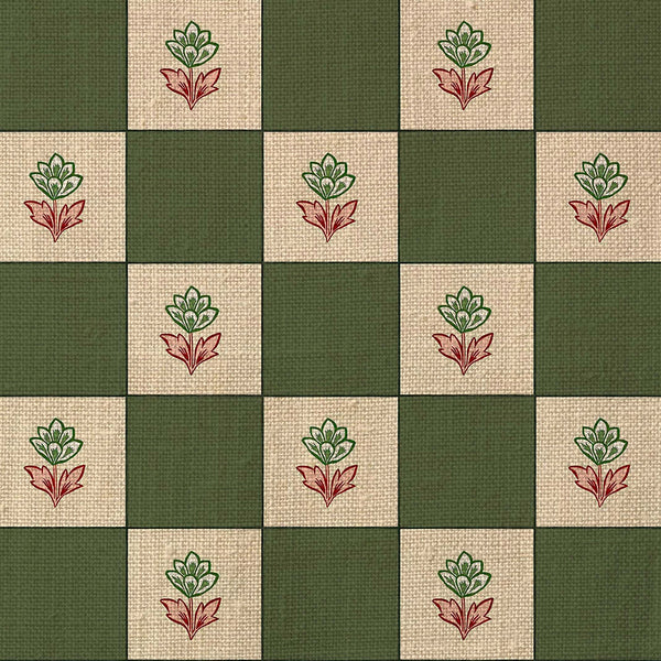 Indian Checks Green Fabric Sample
