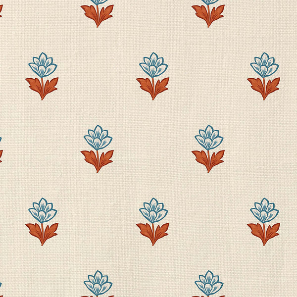 Indian Tulips Blue and Brown Fabric Sample