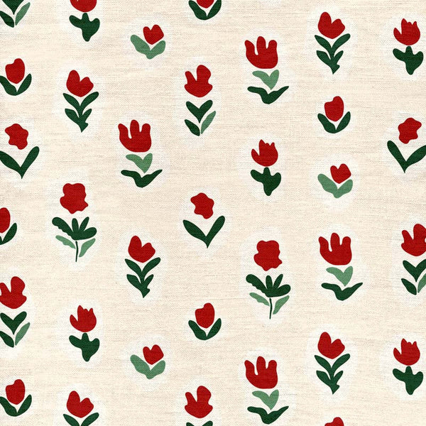 Little Wild Tulips Red Fabric Sample