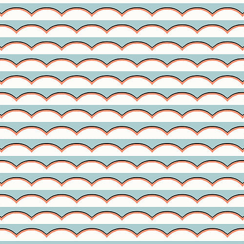 Scallops Light Blue Wallpaper Sample