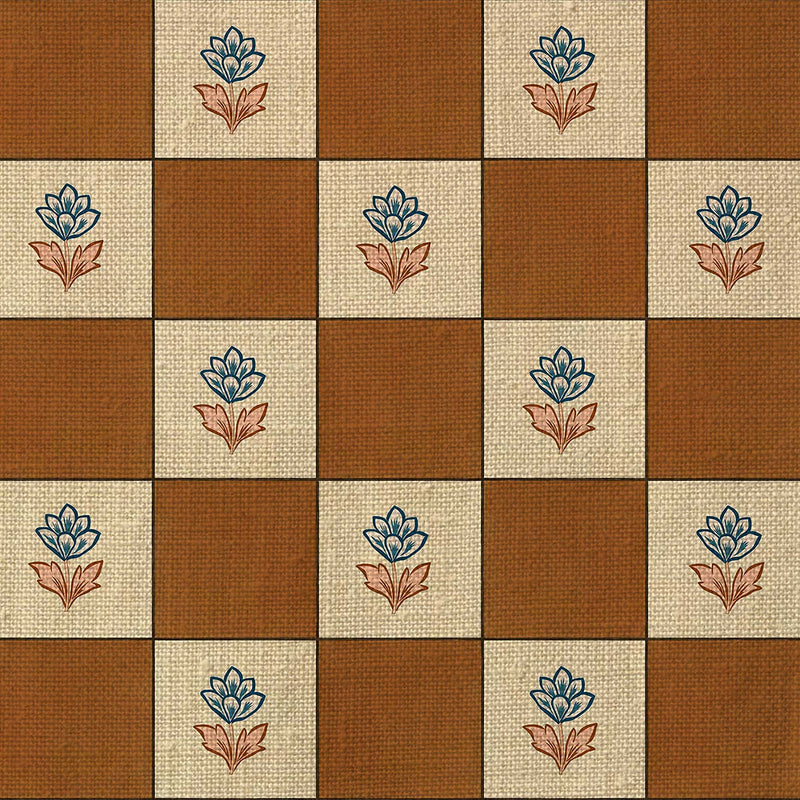 Indian Checks Caramel Fabric Sample